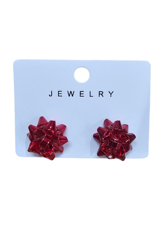 Cute Red Bow Christmas Earrings