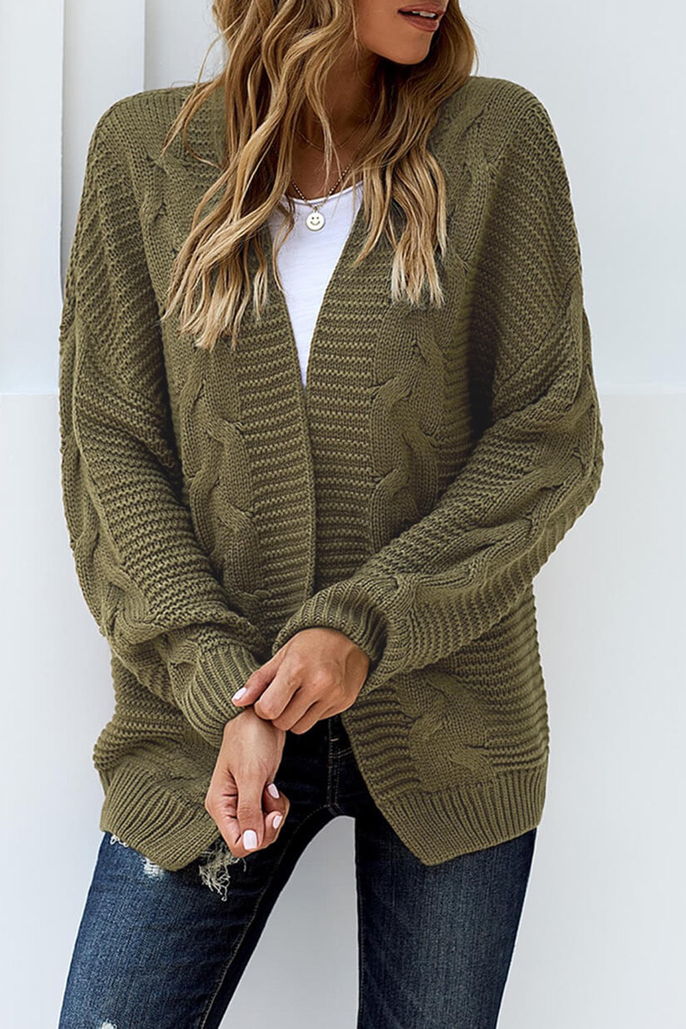 Olive chunky knitted cardigan