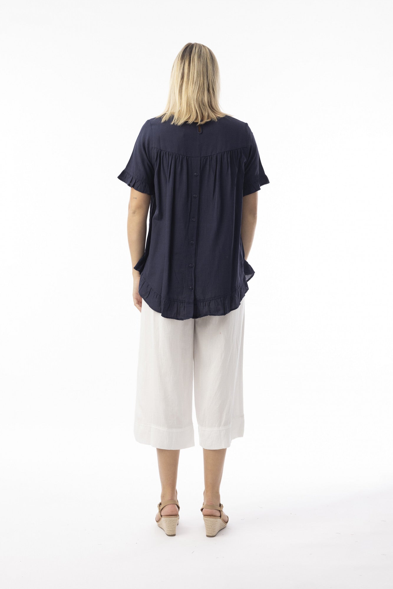Navy Linen Essentials top