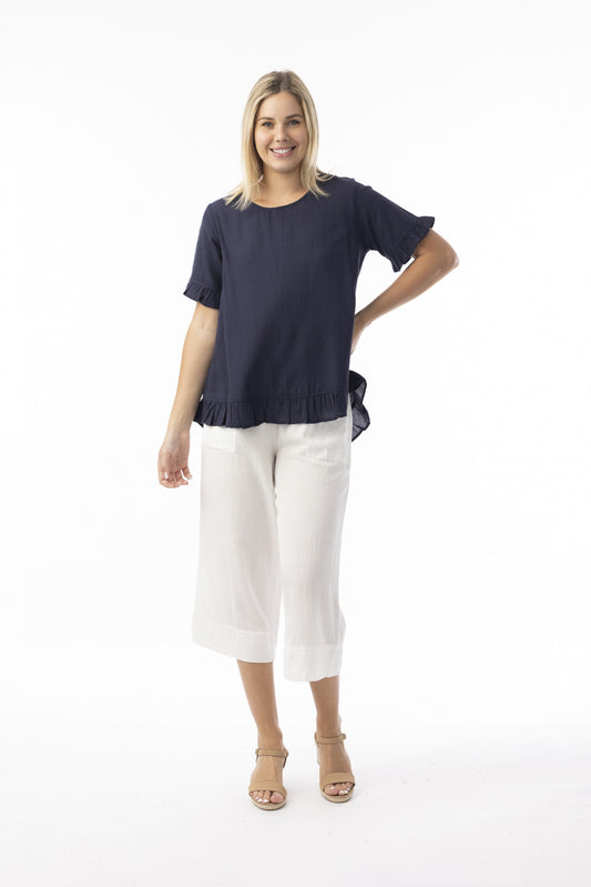 Navy Linen Essentials top
