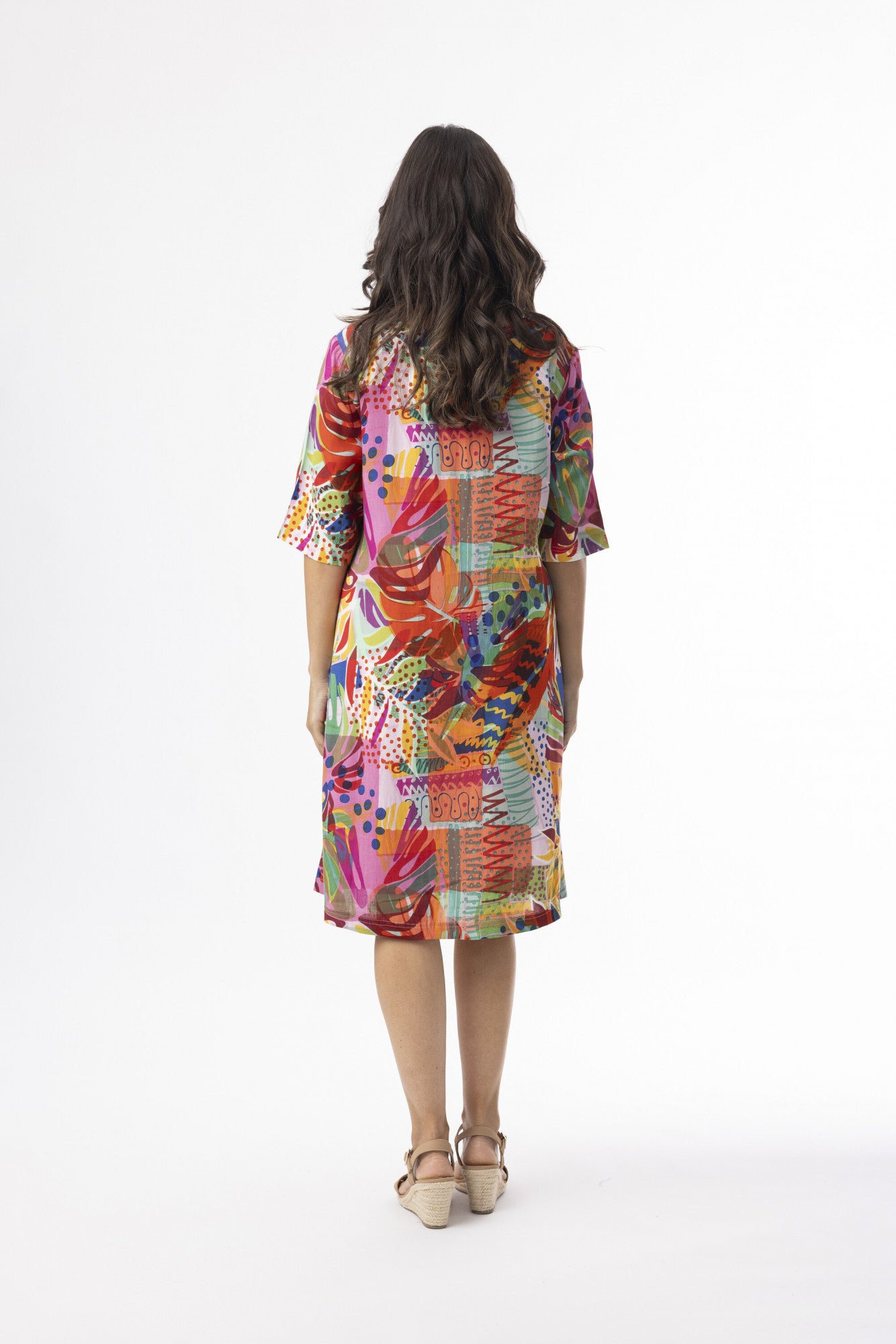 Tropical Elbow Sleeve Dress