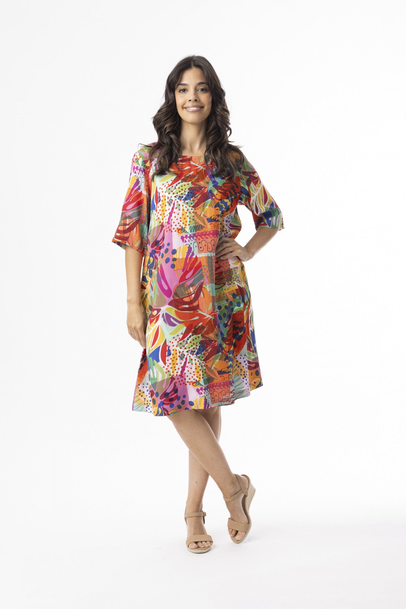 Tropical Elbow Sleeve Dress