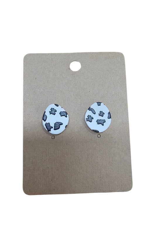 Egg Shaped Cow Print Earrings