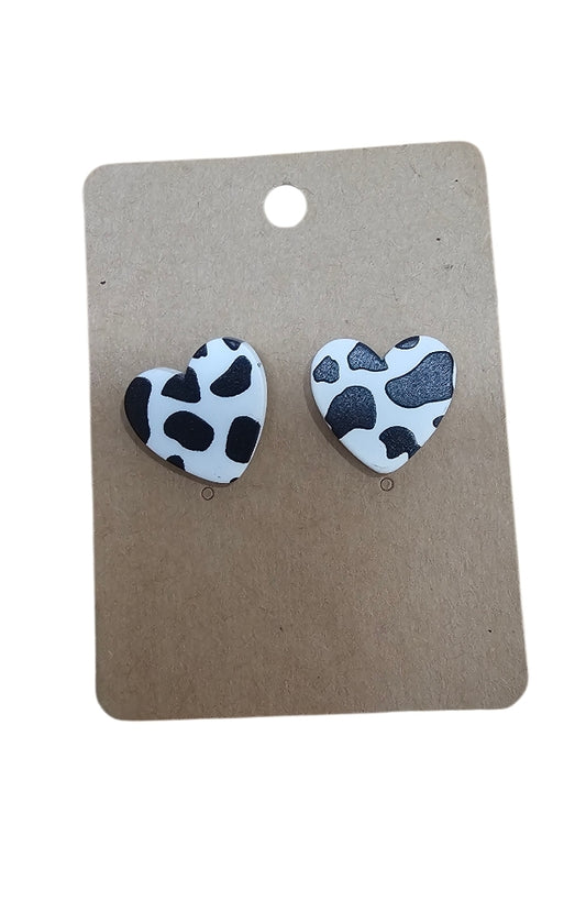 Heart Shape Cow Print Earrings