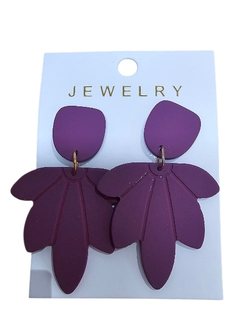 Deep Purple Maple Leaf Earrings