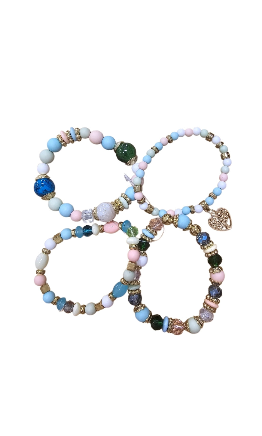 4 Piece Beaded bracelet sets- Multi Colours Available