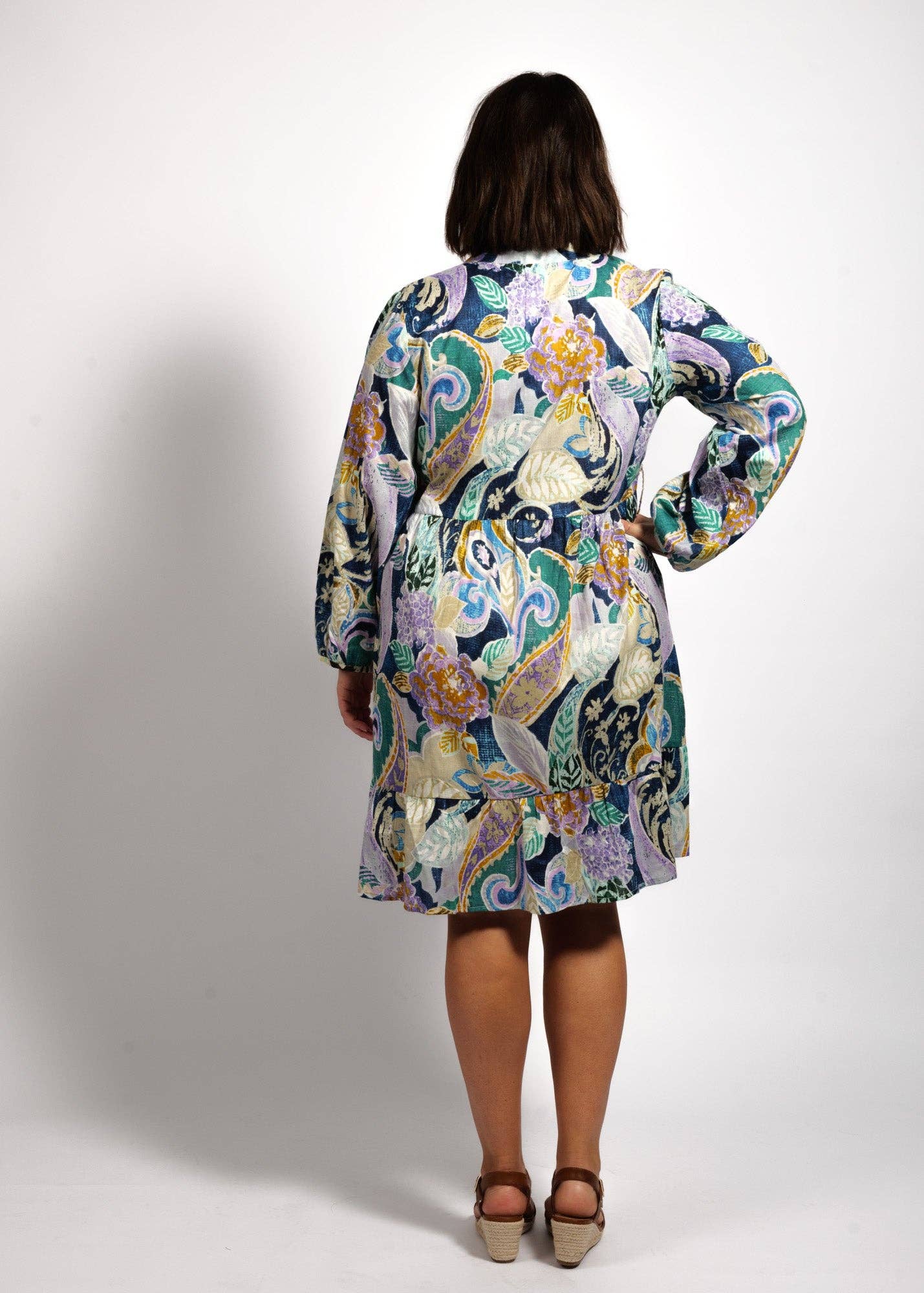 Sofia Dress in Blue Wash Swirl