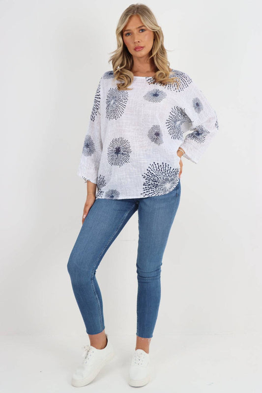 Italian Floral Print Cotton Top