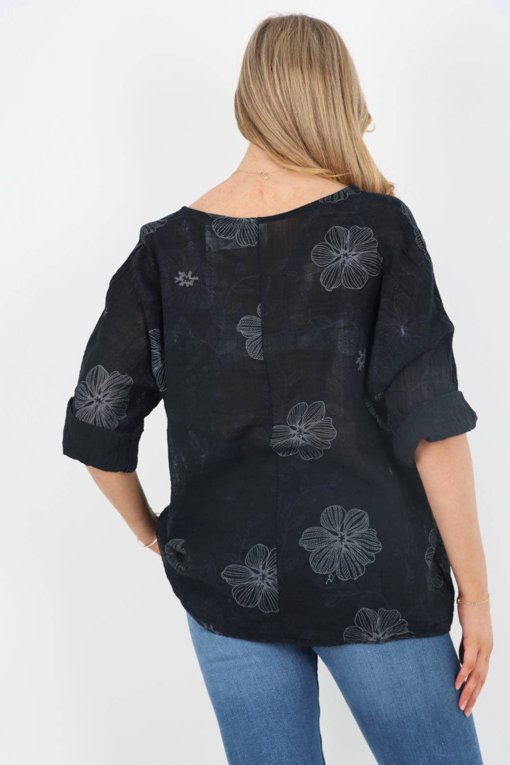 Italian Leaf Floral Print Cotton Top