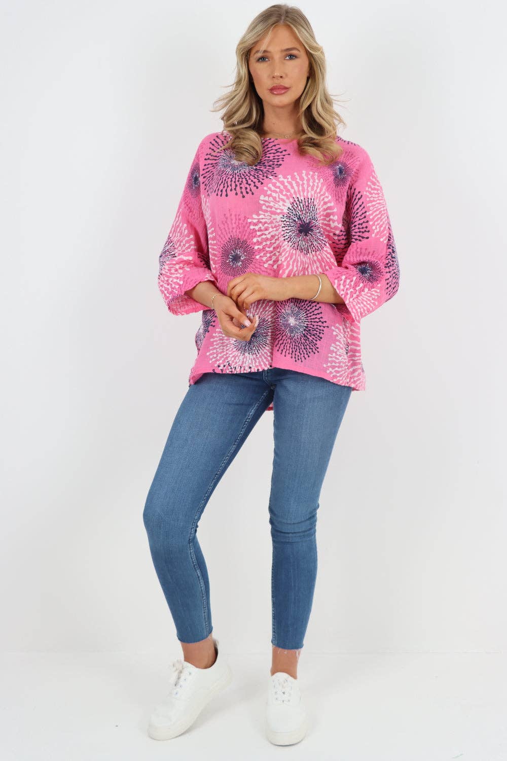 Italian Floral Print Cotton Top
