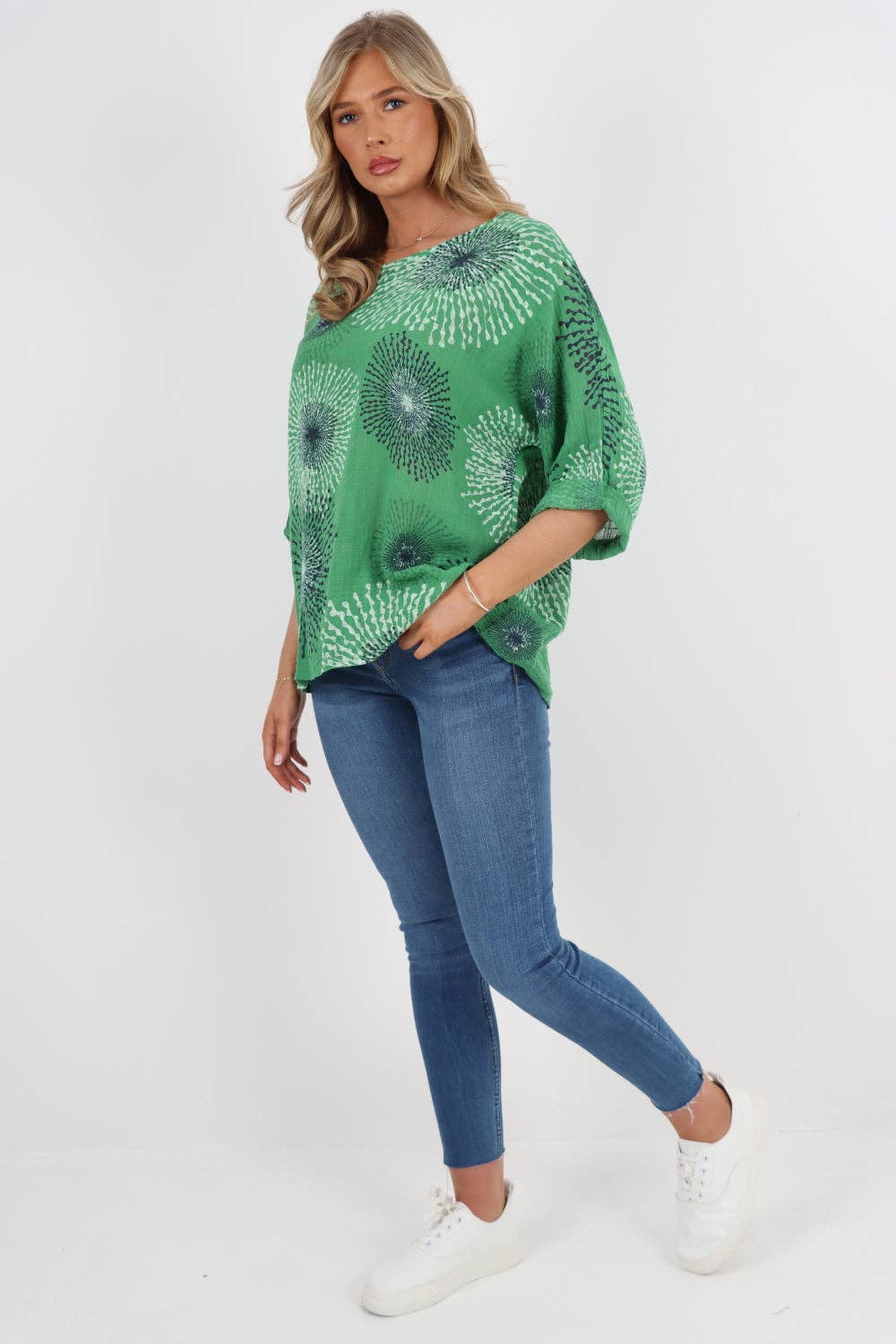 Italian Floral Print Cotton Top