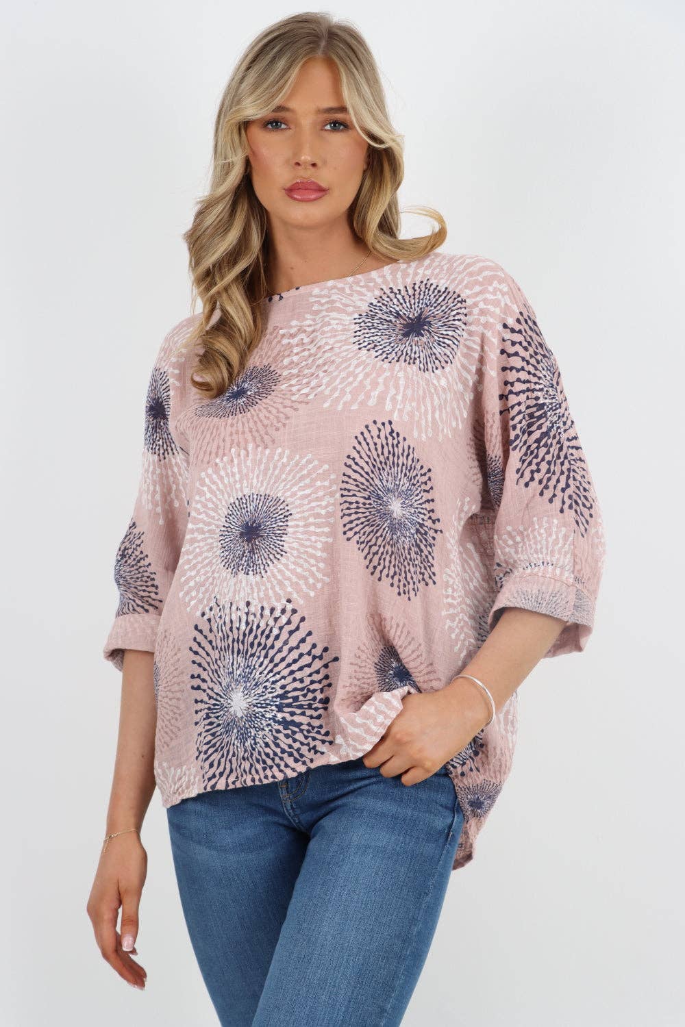 Italian Floral Print Cotton Top